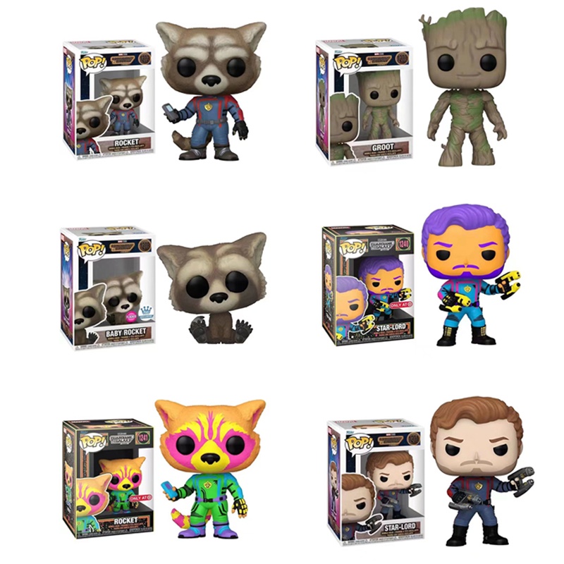 Original Guardians of the Galaxy POP Action Figure Karakter Rakun Roket Bintang-Tuhan Groot Model Boneka Dekorasi Mainan Koleksi Untuk Anak