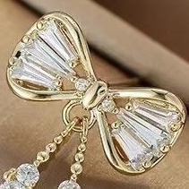 Anting Busur Warna Emas Sederhana Elegent Kristal Ikatan Simpul Studs Zirkon Rumbai Drop Earrings Pesta Pernikahan Wanita Perhiasan