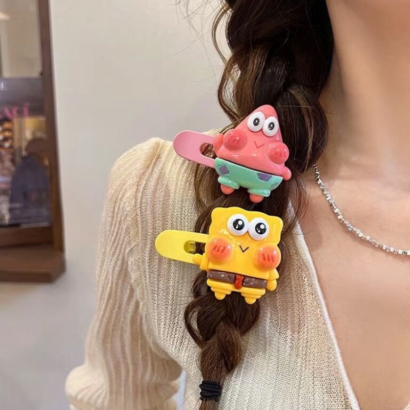 Baru Lucu Gaya Korea Dan Jepang SpongeBob SquarePants Bintang Perempuan Klip Rambut Hiu Klip Hiasan Kepala