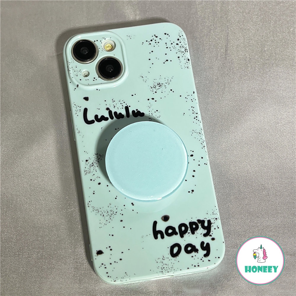 IPHONE Titik Tinta Inggris Sederhana Dengan Lingkaran Bracket Phone Case Kompatibel Untuk Iphone14 13 12 11 Pro Max14 Plus Lembut TPU Shockproof Pelindung Cover