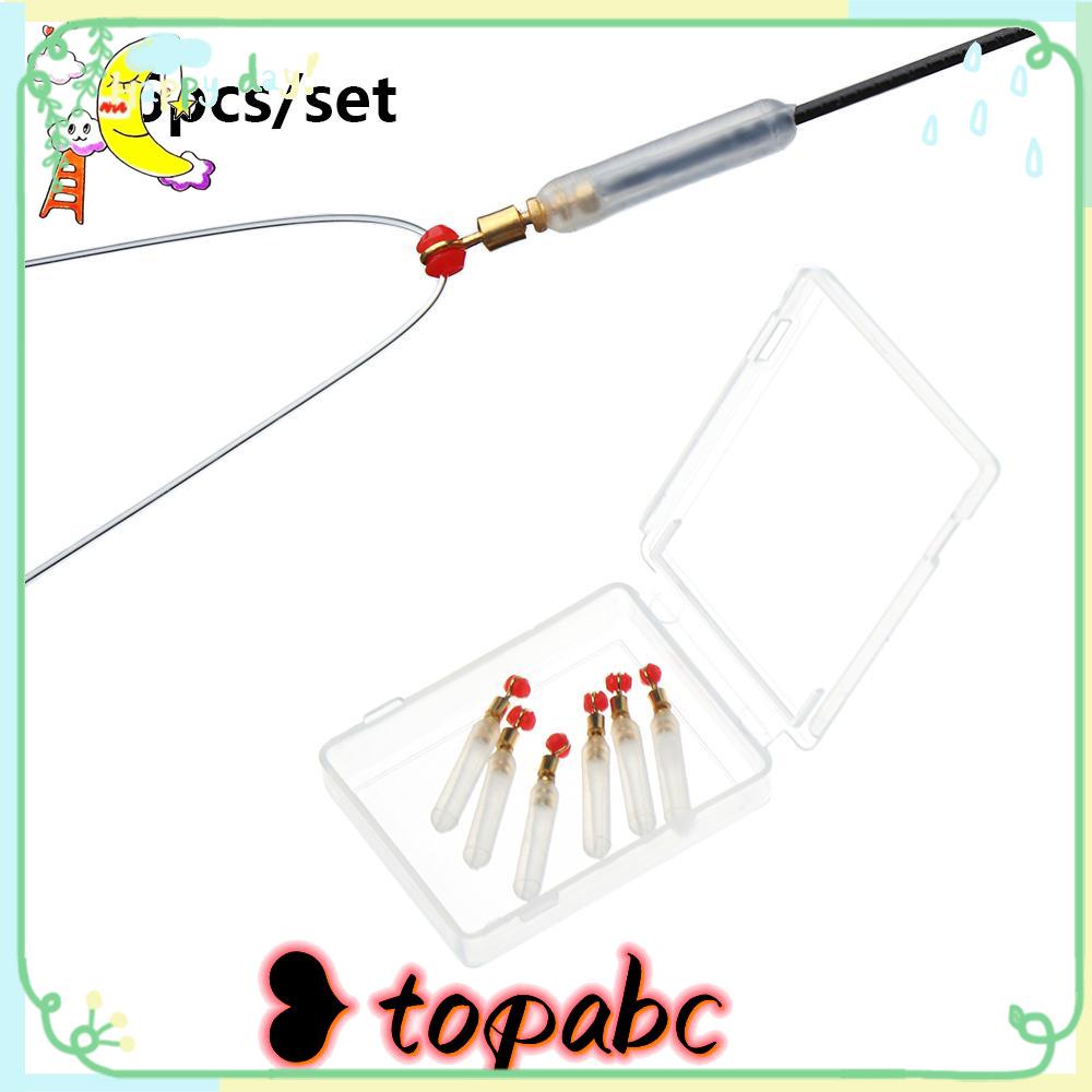 TOP 6pcs /set Warna Acak Kepala Tembaga Pelampung Tabung Baru Peche Accesoires Rotasi Silikon boia Mengambang