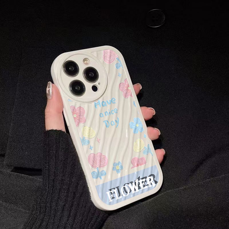 IPHONE Flowers Casing Ponsel Riak Air Kompatibel Untuk Iphone11 13 12 14 Pro Max14 Plus XR X XS MAX 7Plus 8Plus 7 8 SE 2020 2022 Shockproof Cover