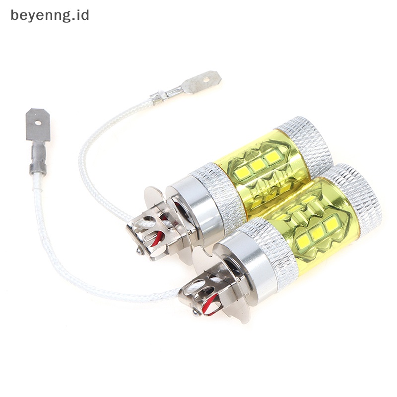 Beyen 2pcs Lampu Kabut LED 12-24V H3 80W 16smd LED Car Fog Light Kuning Daya Tinggi ID