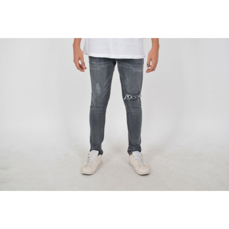 Weird Jeans  - Grey Chess S04 - Celana Jeans Pria Skinny Slimfit Ripped Jeans Stretch