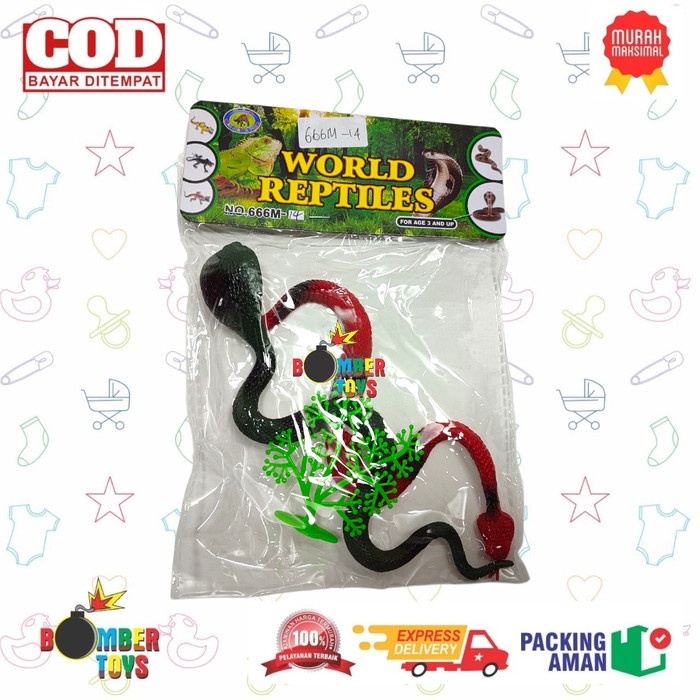 MAINAN ANAK REPTIL KARET ULAR SET WARNA WARNI MELINGKER SNAKE RUBBER WORLD