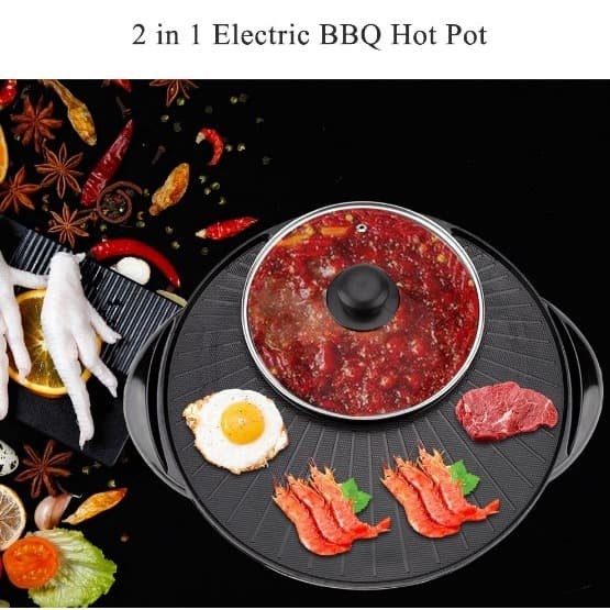 BBQ Grill 2 In 1 Electric Pan Hot Pot Shabu Tepanyaki Korea