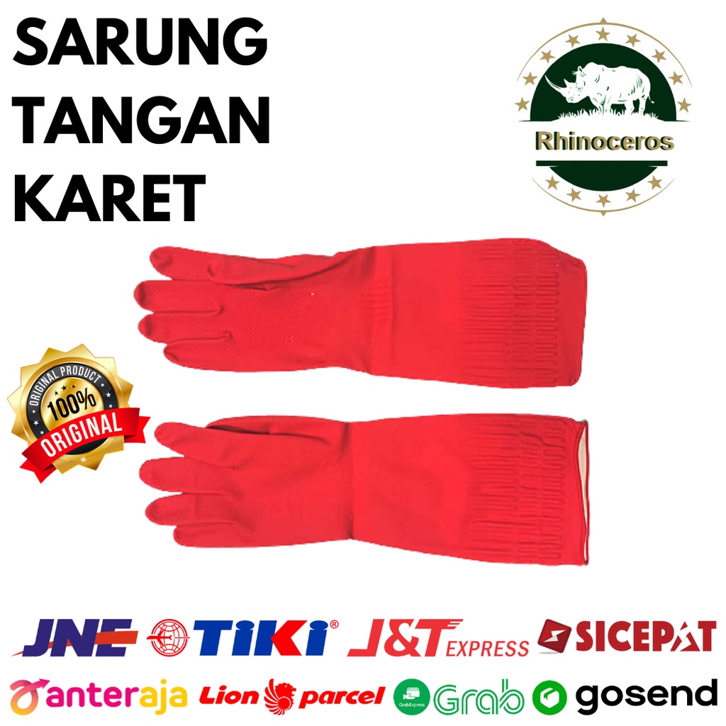 PROMO HARI INI!! Sarung Tangan Karet Hand Gloves Merah 39CM Tebal Ukuran L