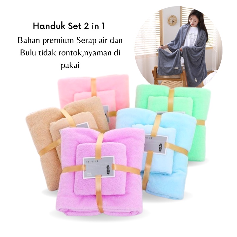 GOS - D311 - HANDUK 2IN1 COTTON TOWEL Bahan Lembut