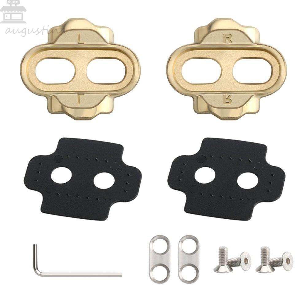 AUGUSTINA Pedal Sepeda Cleat Naik Sepeda Aksesoris Cleat Plat Pengunci Bersepeda Kunci Pedal Cleat Sepeda Riding Shoes Splint Set Sepeda Pedal Lock Tabs