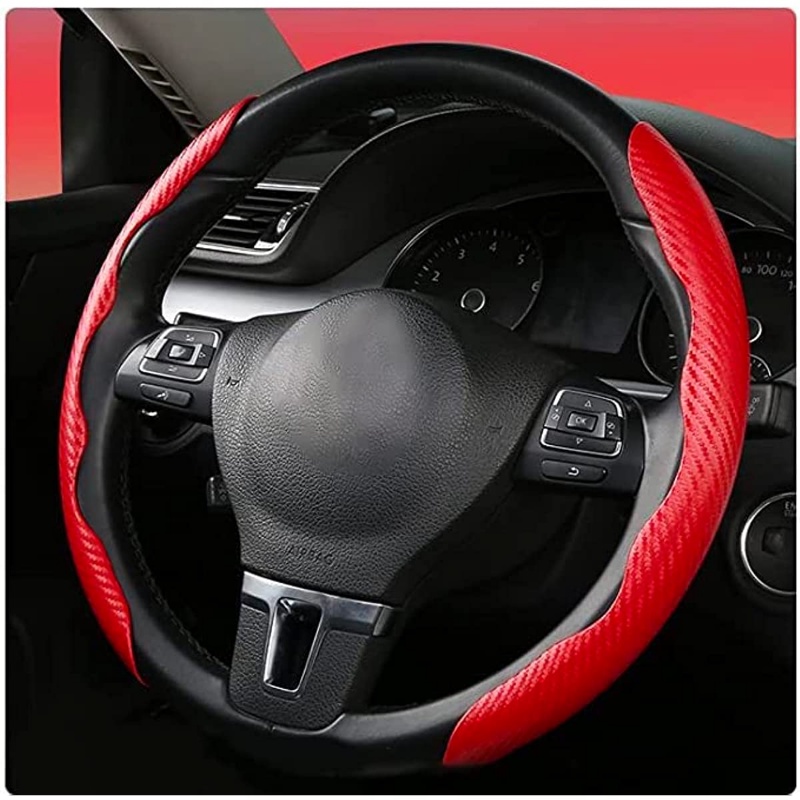 Cover Setir No inner ring Mobil Universal, Pelindung Setir Mobil Motif Serat Karbon Anti-Slip Universal Car Decoration Accessaries