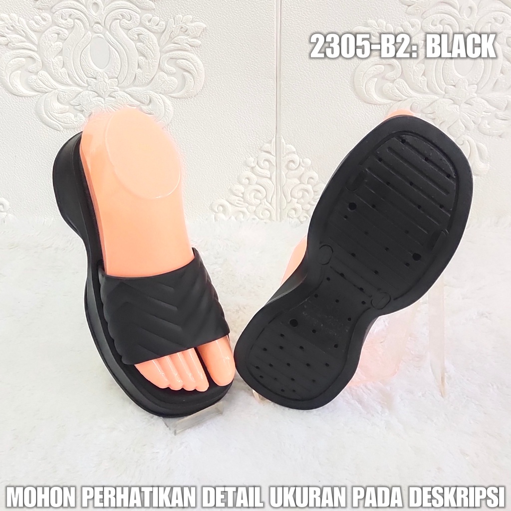 Sandal Slop Wedges Wanita 2305 B2 Sendal Karet Jelly Import Berkualitas AntiAir SDLWW