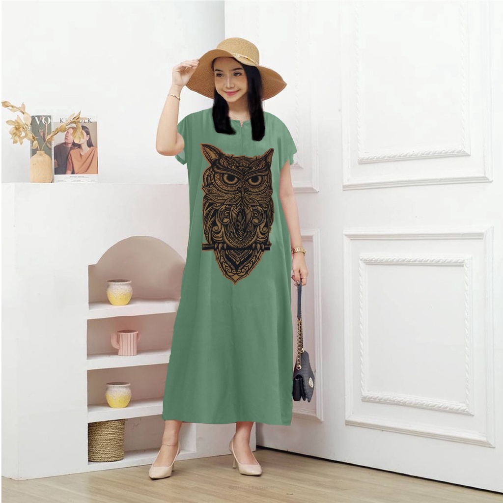 Daster Karakter Panjang Semata Kaki Bahan Rayon Halus LD120 Long Dress Santai  - Resinda Fashion