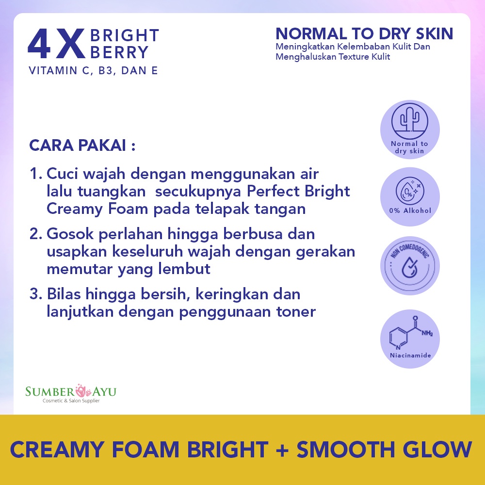 Wardah Perfect Bright Creamy Foam Brightening+ Smoothing