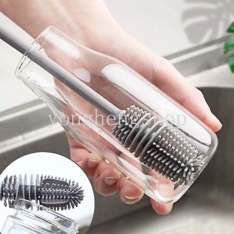 Silicone Cup Brush Gagang Panjang Sikat Pembersih Botol Susu Pembersih Botol Air Gelas Cangkir Cuci Scrubber Mug Teko Sikat Ada Sudut Mati Perlengkapan Pembersih Dapur