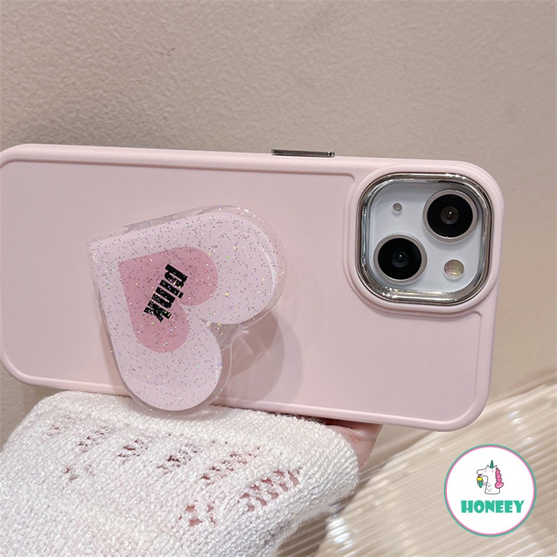 IPHONE Cute Pink Love Star Bracket Phone Case Kompatibel Untuk Iphone14 13 12 11 Pro Max 14plus Jepang Kawaii Gadis Pelindung Lensa Lembut Penutup Belakang