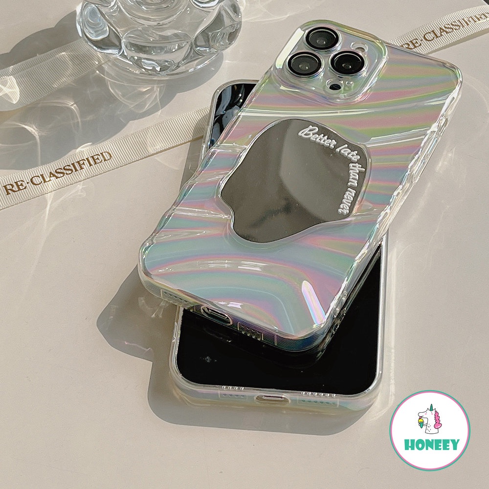 IPHONE Colorful Electroplated Mirror 3D Water Ripple Pattern Phone Case Kompatibel Untuk Iphone14 13 12 Pro Max Case Iphone11 Lembut Shockproof Cover