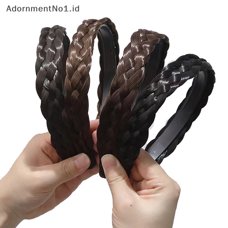 [AdornmentNo1] Bando kepang tulang ikan mutiara Twist Braid Wig Non-Slip aksesoris rambut