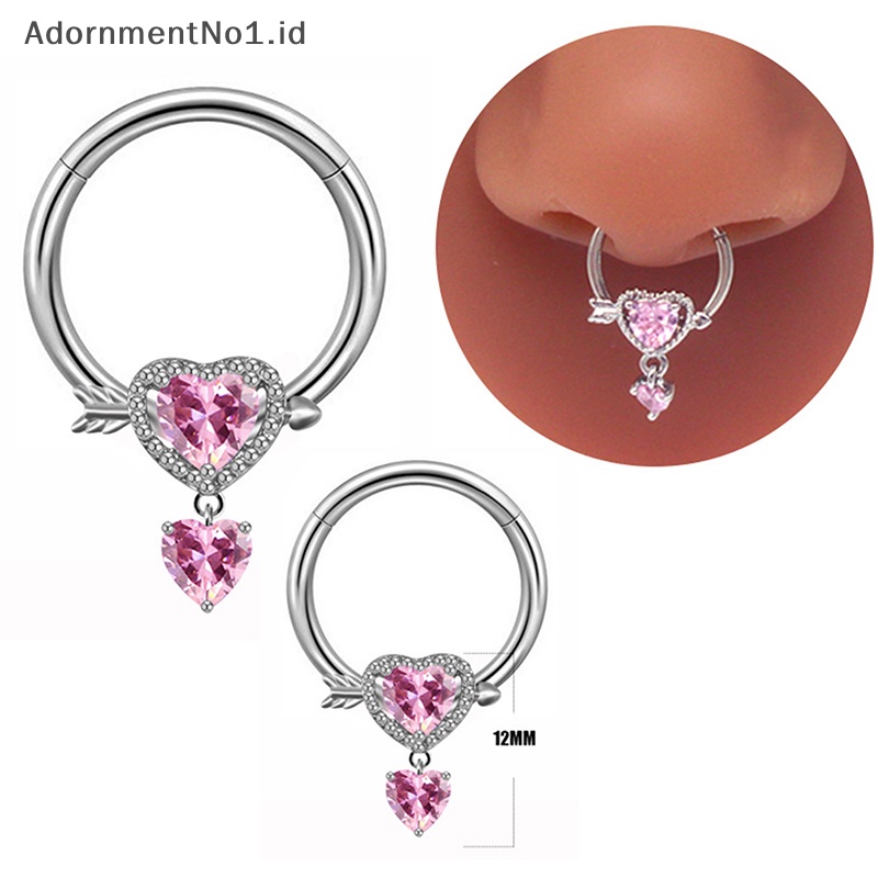 [AdornmentNo1] Bentuk hati pusar cincin Fashion cincin hidung keren Stud tubuh perhiasan Stainless Steel kristal perut kancing dekorasi