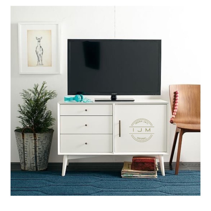 bufet minimalis meja tv retro hias simple rak tv kayu mahony solid