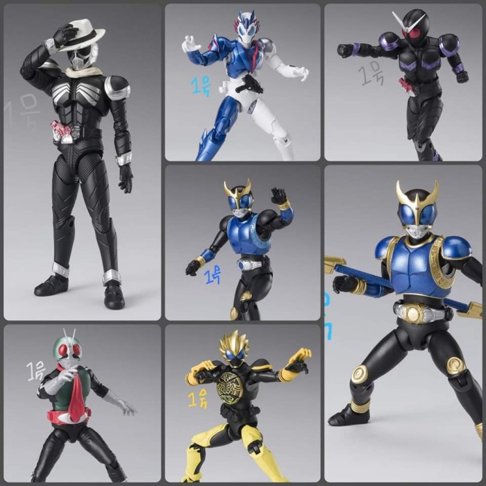 Shodo XX 4 Kamen Rider Ichigo Vulcan Kuuga Dragon Skull double joker