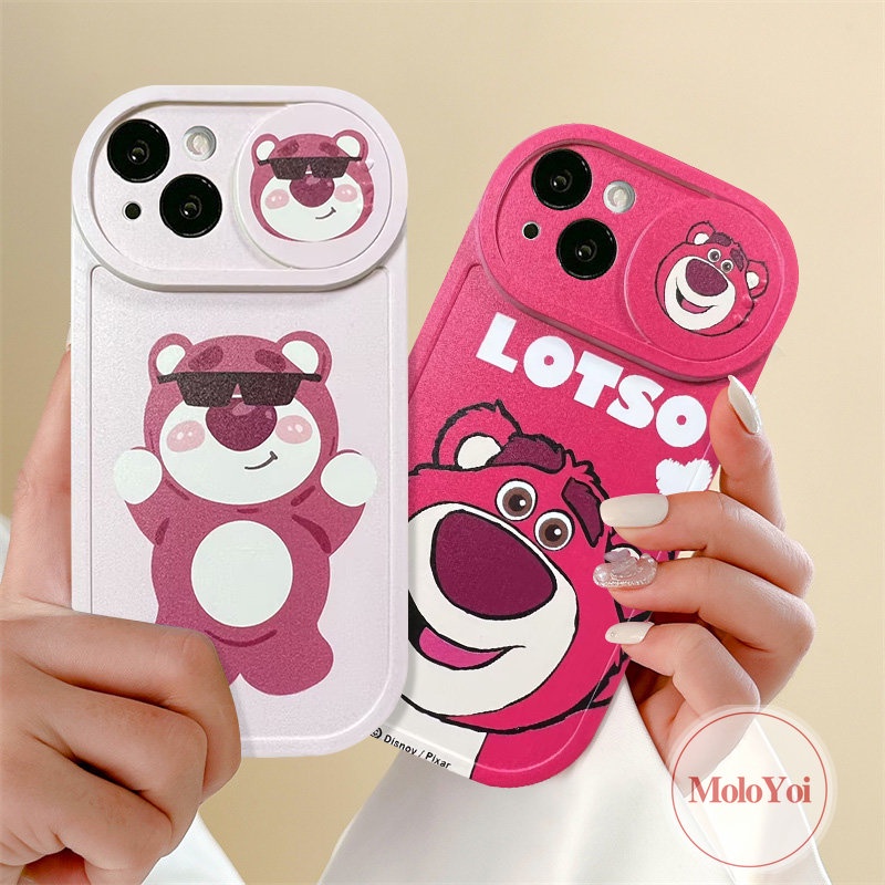 Funny Dinosaur Push Pull Window Camera Lens Protector Case Compatible For iPhone 11 13 12 Pro Max XR XS X Max 7Plus 8Plus Cute Cartoon Strawberry Bear Lotso Cover