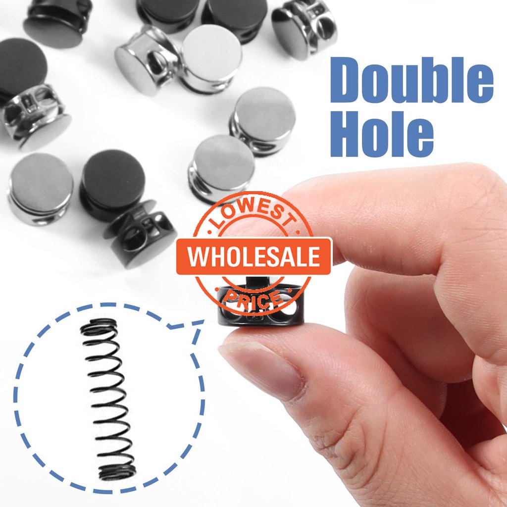 [Hot Sale]for Tali Sepatu Pakaian 1Pc DIY Jahit Aksesoris Adjustable Gesper Kunci Klip Musim Semi Stop Cord Lock Stopper Down Double Hole Metal
