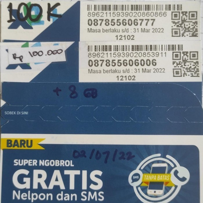 Kartu Nomor / Nomer Cantik Internet Data Murah XL COMBO LITE 8GB 4G