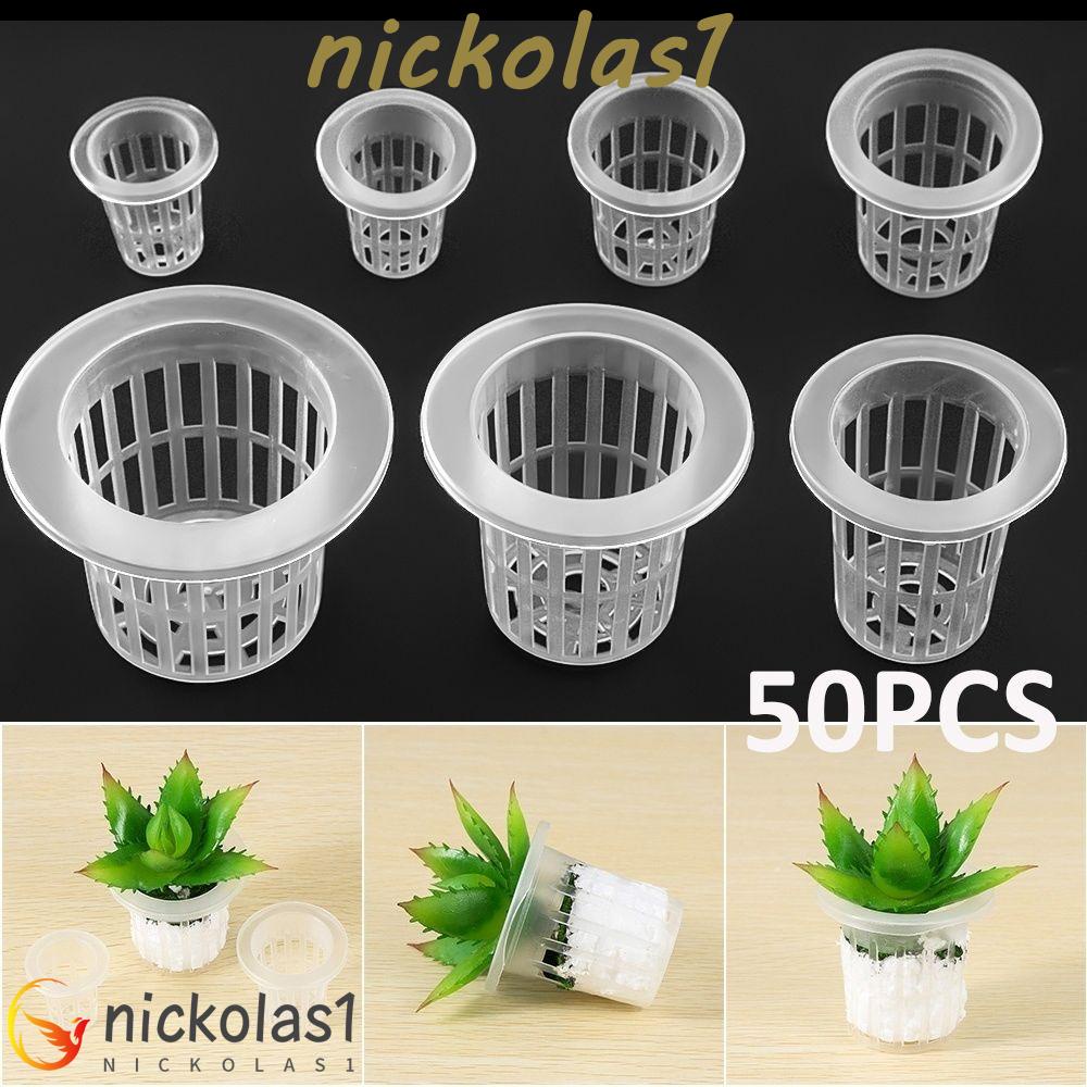 NICKOLAS1 Mesh Pot 50Pcs Clone Tanam Grow Hidroponik Koloniisasi Tanpa Tanah Keranjang Tanaman