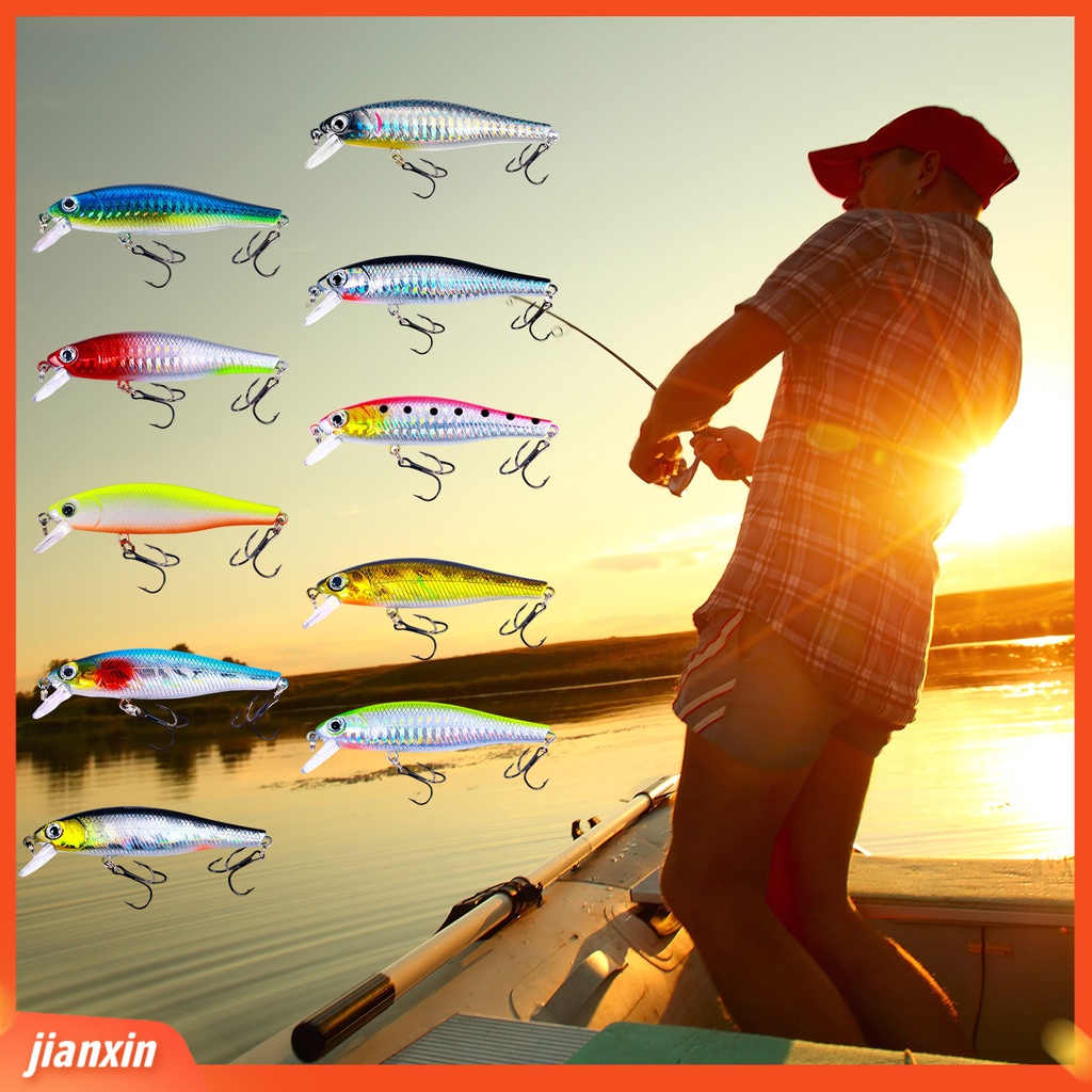 (In Stock) 8.8 cm Bionic Umpan 3D Simulasi Fisheyes Treble Hook Menggoda Realistis Mengambang Ikan Kecil Umpan Palsu Memancing Luar Ruangan