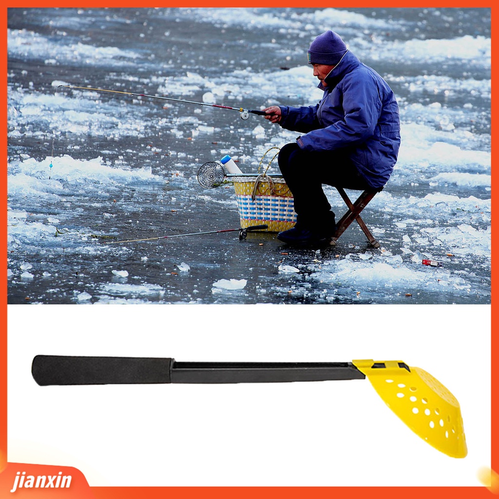 (In Stock) Ice Scoop Skimmer Anti Slip Tahan Dingin Foldable Winter Ice Fishing Skimmer Dengan Pegangan Untuk Outdoor
