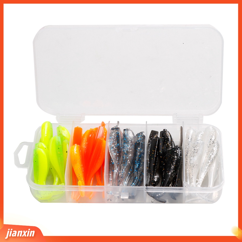 (In Stock) 50Pcs /Box Umpan Pancing Plastik Ekor Jarum Tahan Aus Yang Hidup Soft Lure Untuk Angling