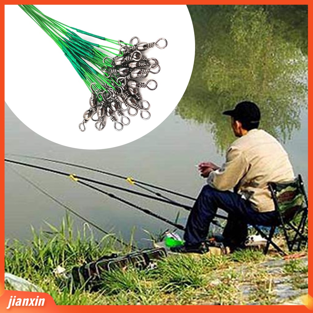 (In Stock) 60Pcs Pemimpin Kawat Pancing Heavy Duty Dengan Snap Swivel Stainless Steel Tahan Aus Garis Jejak Pancing Untuk Memancing