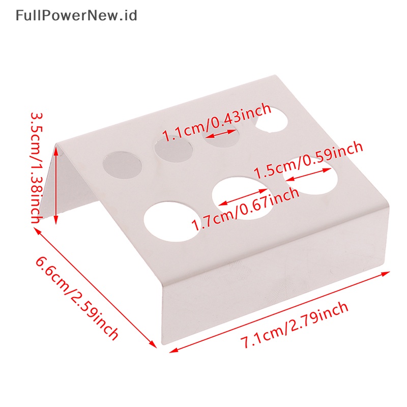 Power 7lubang Stainless Steel Rectangle Tattoo Ink Cup Holder Stand Pigmen Rak Cangkir ID