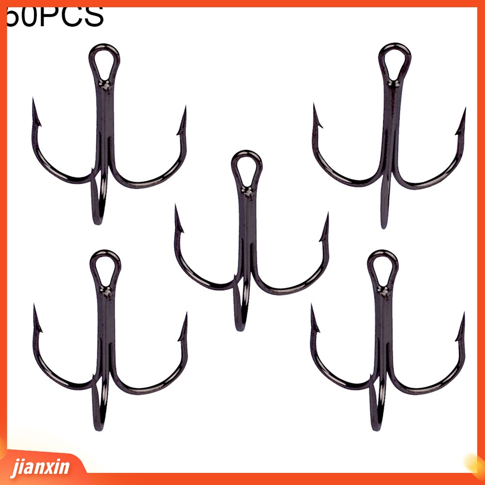 (In Stock) 50Pcs High-carbon Steel Engkol Luar Memancing Umpan Umpan Triple Hooks Tackle Tool