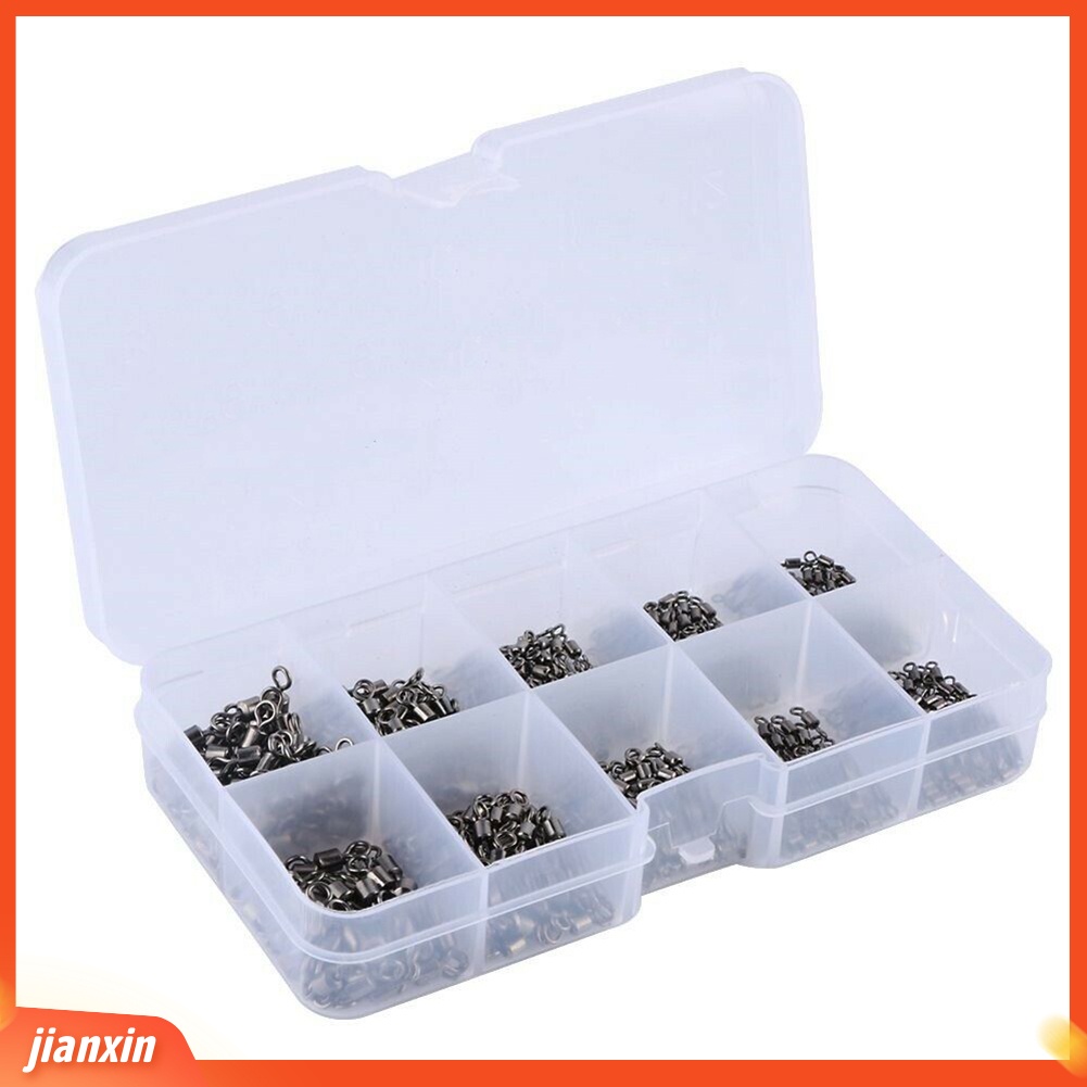 (In Stock) 500Pcs Ukuran4 /6 /8 /10 /12 Alat Konektor Putar Rolling Pancing Dengan Kotak Plastik