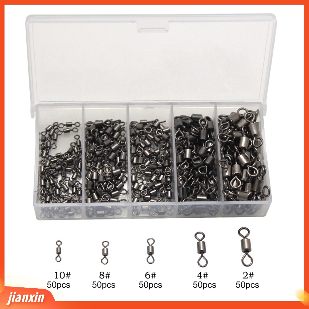(In Stock) 250Pcs Heavy Duty Fishing Barrel Bearing Rolling Swivel Ring Konektor Aksesori