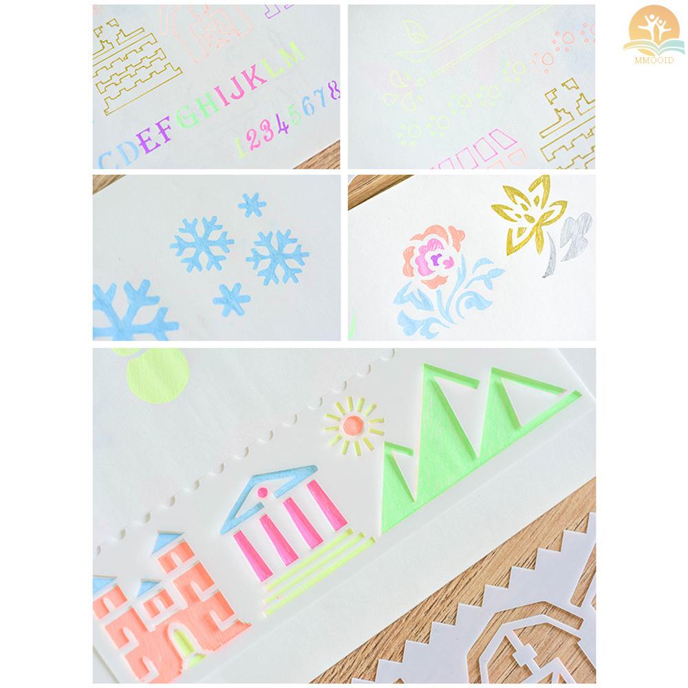 In Stock Multi-Fungsional Menggambar Stensil Garis Lurus &amp; Bergelombang Penggaris Desain Berongga Keluar PP Template Dapat Digunakan Kembali Untuk Anak-Anak Siswa DIY Lukisan Kerajinan Scrapbooking Jurnal Foto