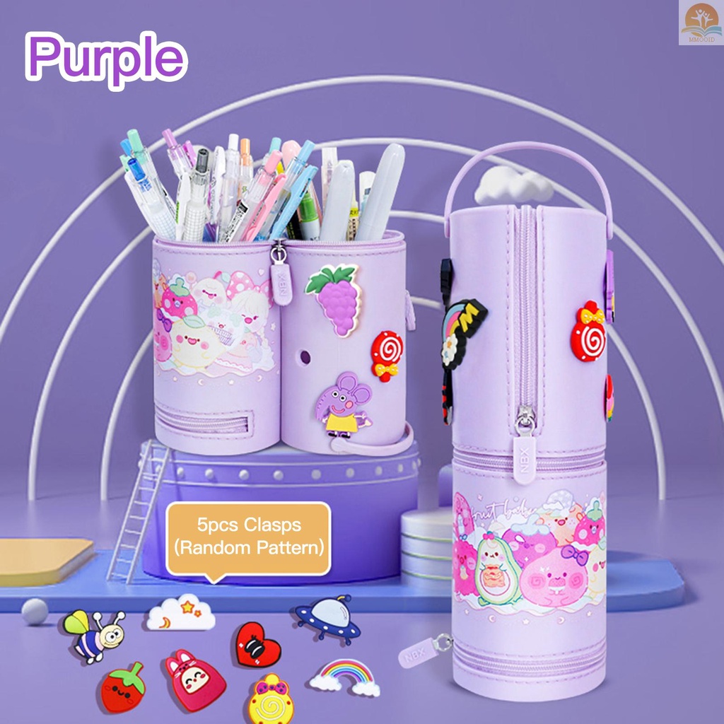 In Stock NBX Silikon Pensil Case Kapasitas Besar Kartun Lucu Tempat Pulpen Tahan Lama Tahan Air Berdiri Tas Pensil Kantong Penyimpanan Alat Tulis Meja Organizer Untuk Siswa Kantor Sekolah B