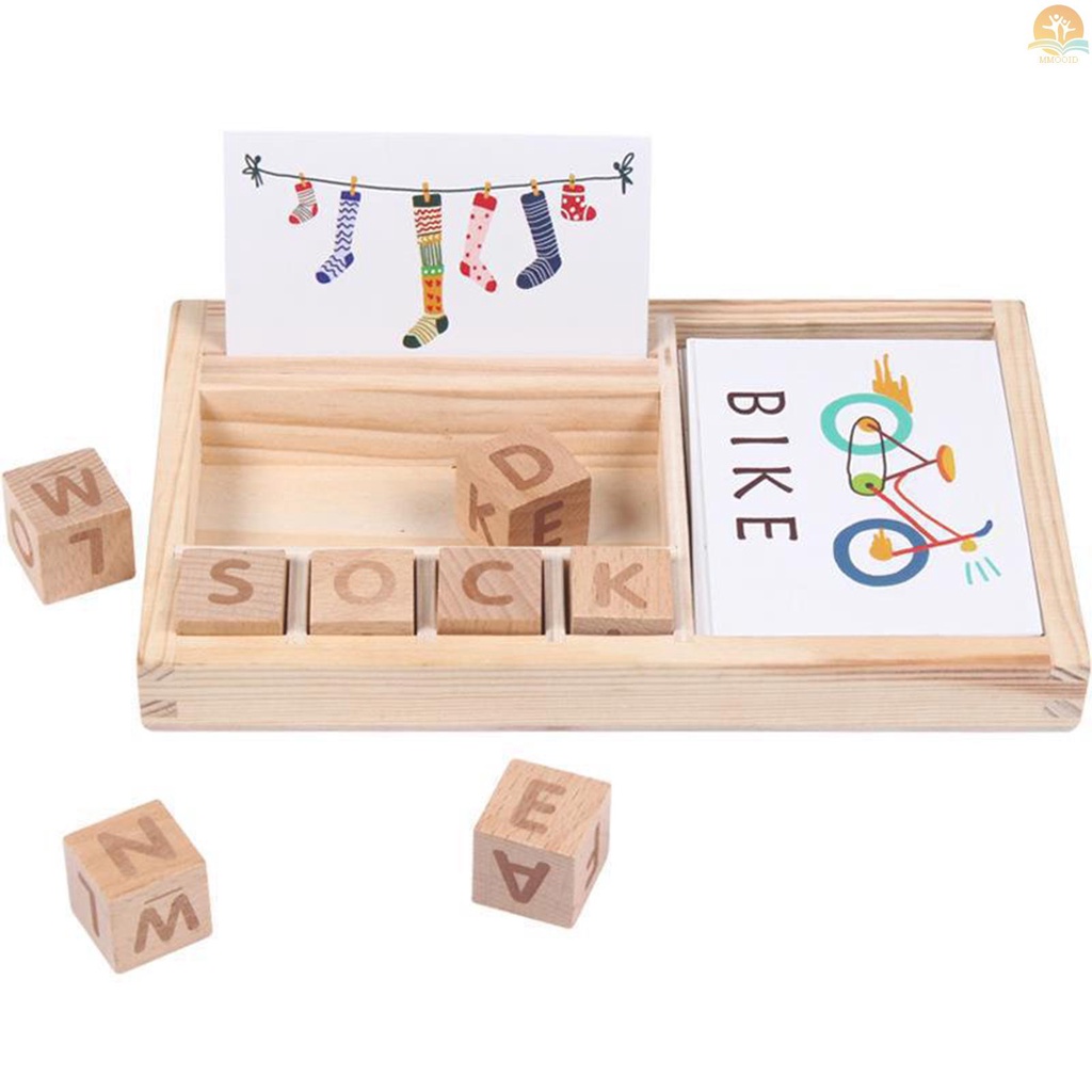 In Stock Permainan Kata Ejaan Kayu Permainan Huruf Permainan Alfabet Permainan Belajar Montessori Puzzle STEM Mainan Edukasi Dini Untuk Usia 4-6th Anak Laki-Laki &amp; Perempuan