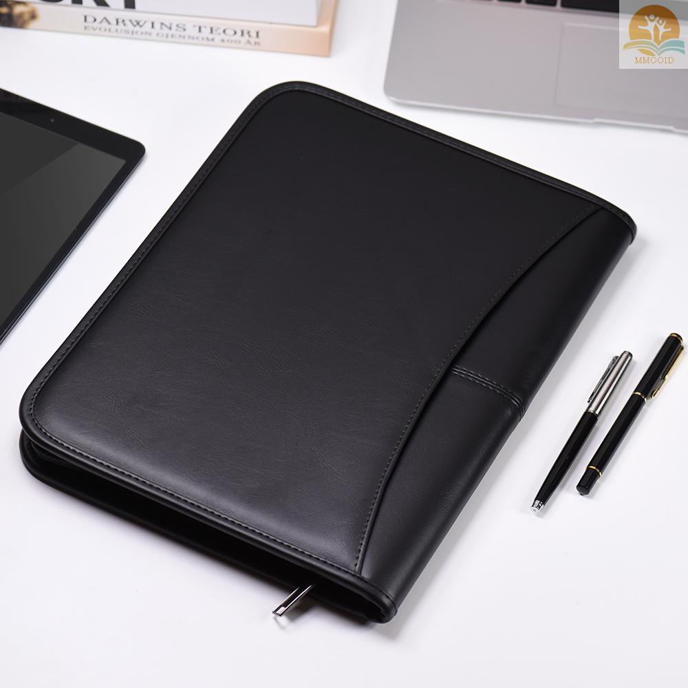 In Stock Multifungsi Profesional Bisnis Portfolio Padfolio Folder Dokumen Case Organizer A4 Kulit PU Penutup Resleting Dengan Holder Kartu Nama Memo Note Pad