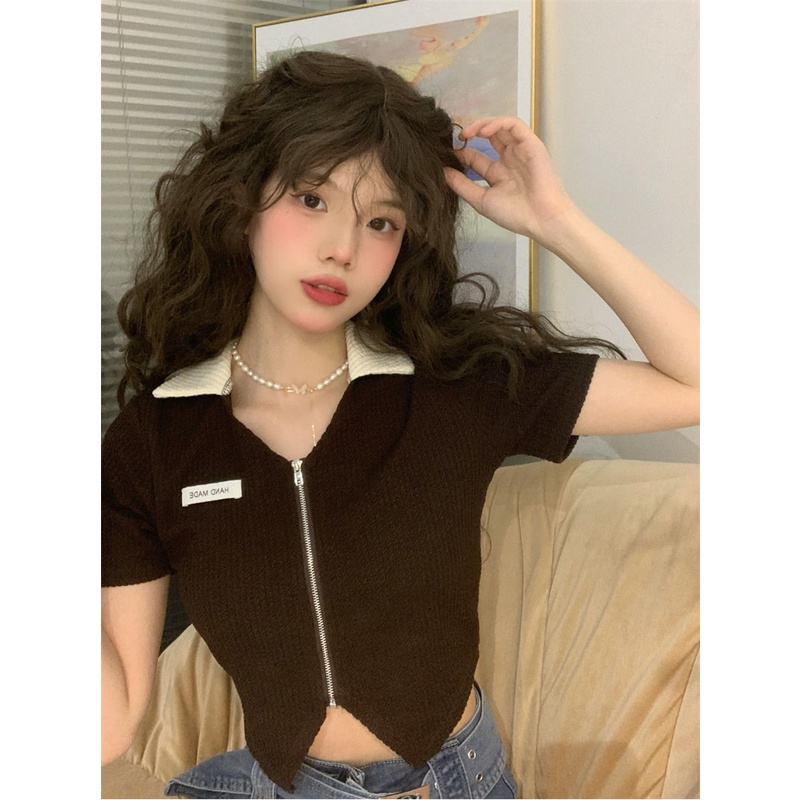 Premium Baju Atasan Wanita Kekinian Lengan Pendek Polo Shirt
