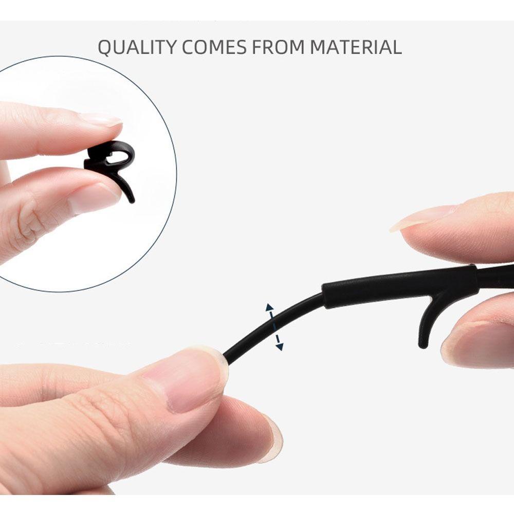LILY 10pasang Set Kaki Kacamata Hitam Anti Slip Tahan Lama Berbahan Silikon Tip Ear Grip Untuk Wanita Pria