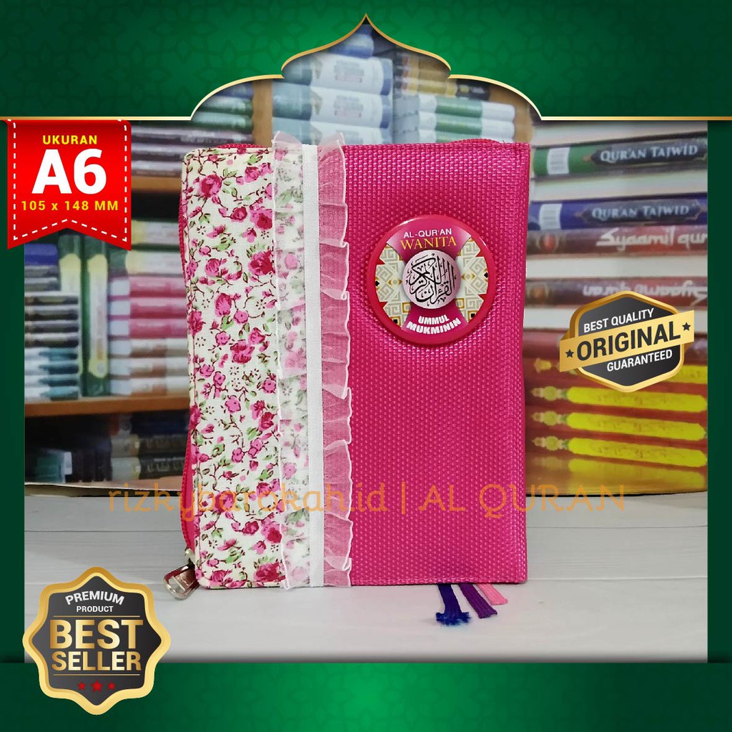 PINK - Bisa Bayar Ditempat - Al Quran Terjemah Wanita Ummul Mukminin A6, Al Quran Resleting Warna, A
