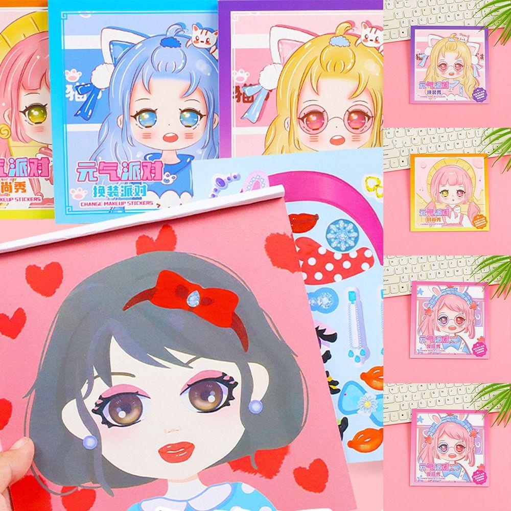 MXBEAUTY Princess Stiker Buku, Kertas Membuat Wajah Sticker Buku, Lucu Berubah Wajah Kognisi Warna Kartun DIY Dress Up Stiker Untuk DIY Stiker Hias