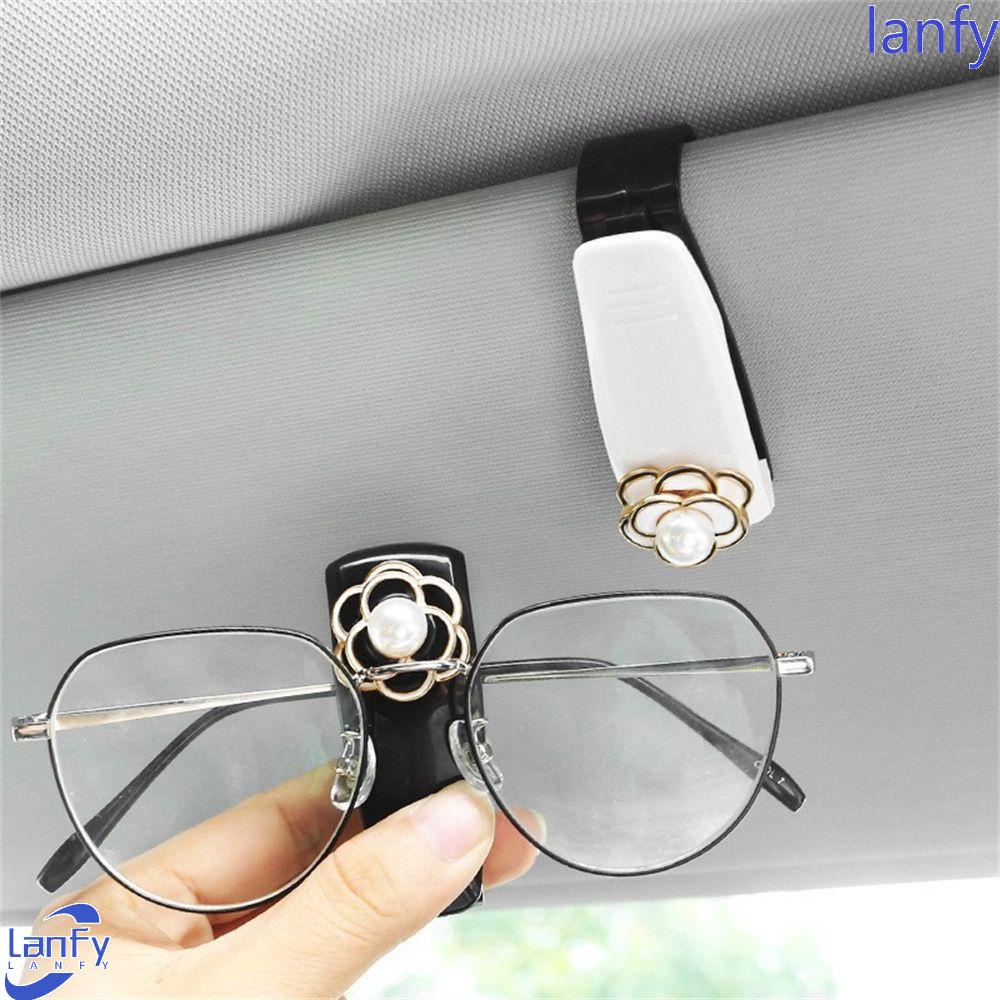 LANFY Tempat Kacamata Plastik Aksesoris Interior Mobil Tempat Kacamata Car Organize Eyeglasses Clip Camellia Flower Sun Visor Storage