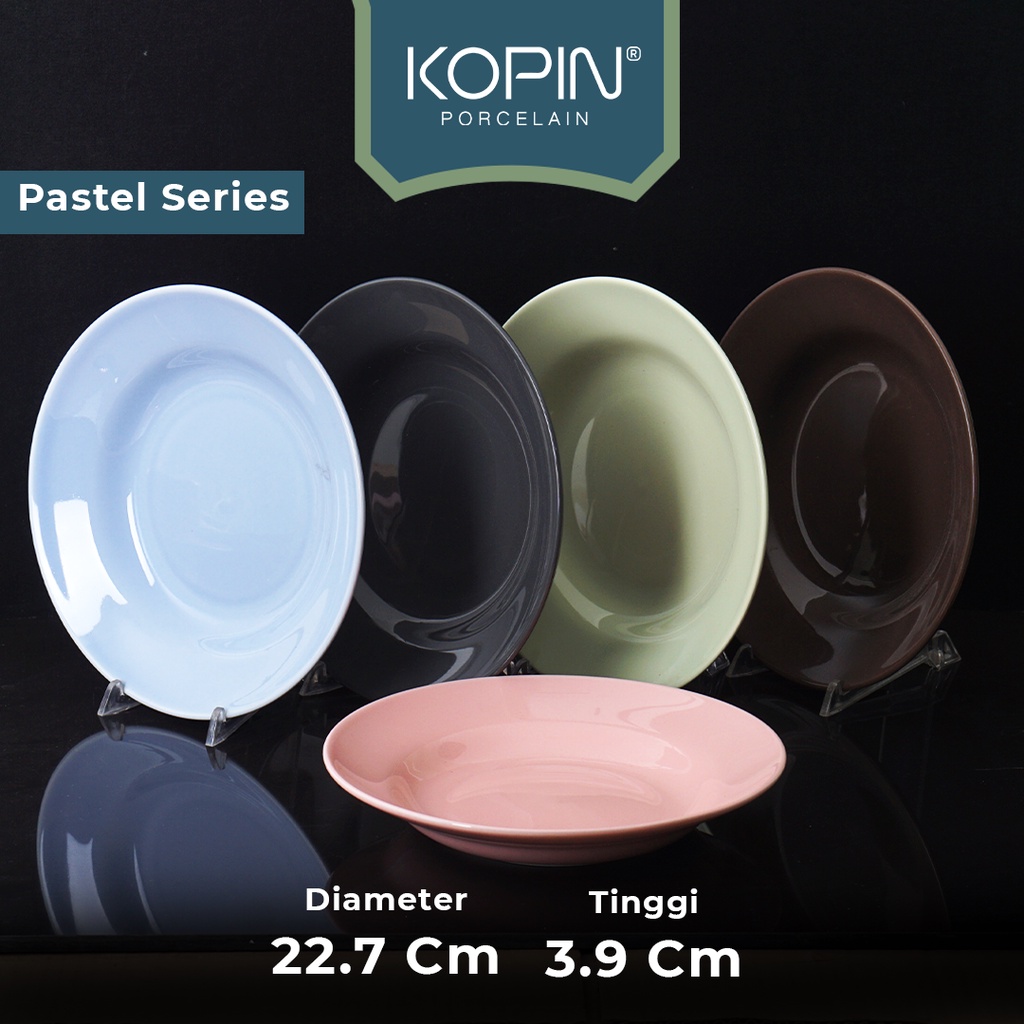 KOPIN Piring Makan Standar Keramik Porcelain Warna Polos  Diameter 22.7 CM