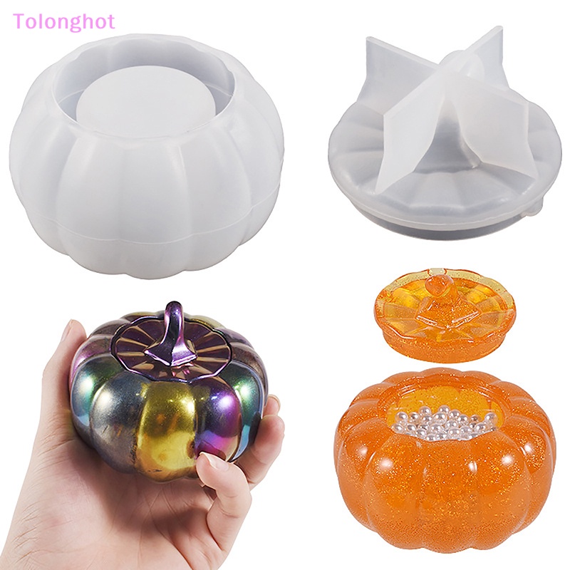 Tolonghot&gt; Toples Labu Dengan Tutup Cetakan Silikon Halloween Kotak Penyimpanan Perhiasan Plester Cetakan DIY Buatan Tangan Plester Epoxy Resin Kerajinan Tangan Hadiah Pesta well