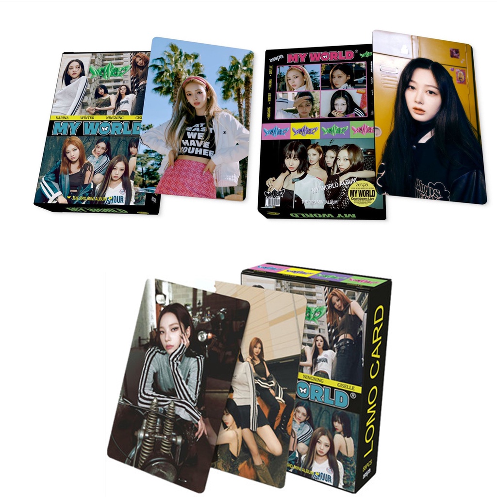 55pcs /box AESPA 3rd MINI Album MY WORLD Photocards Series WINTER GISELLE KARINA NINGNING 2023kartu COMEBACK Lomo Kpop Postcards