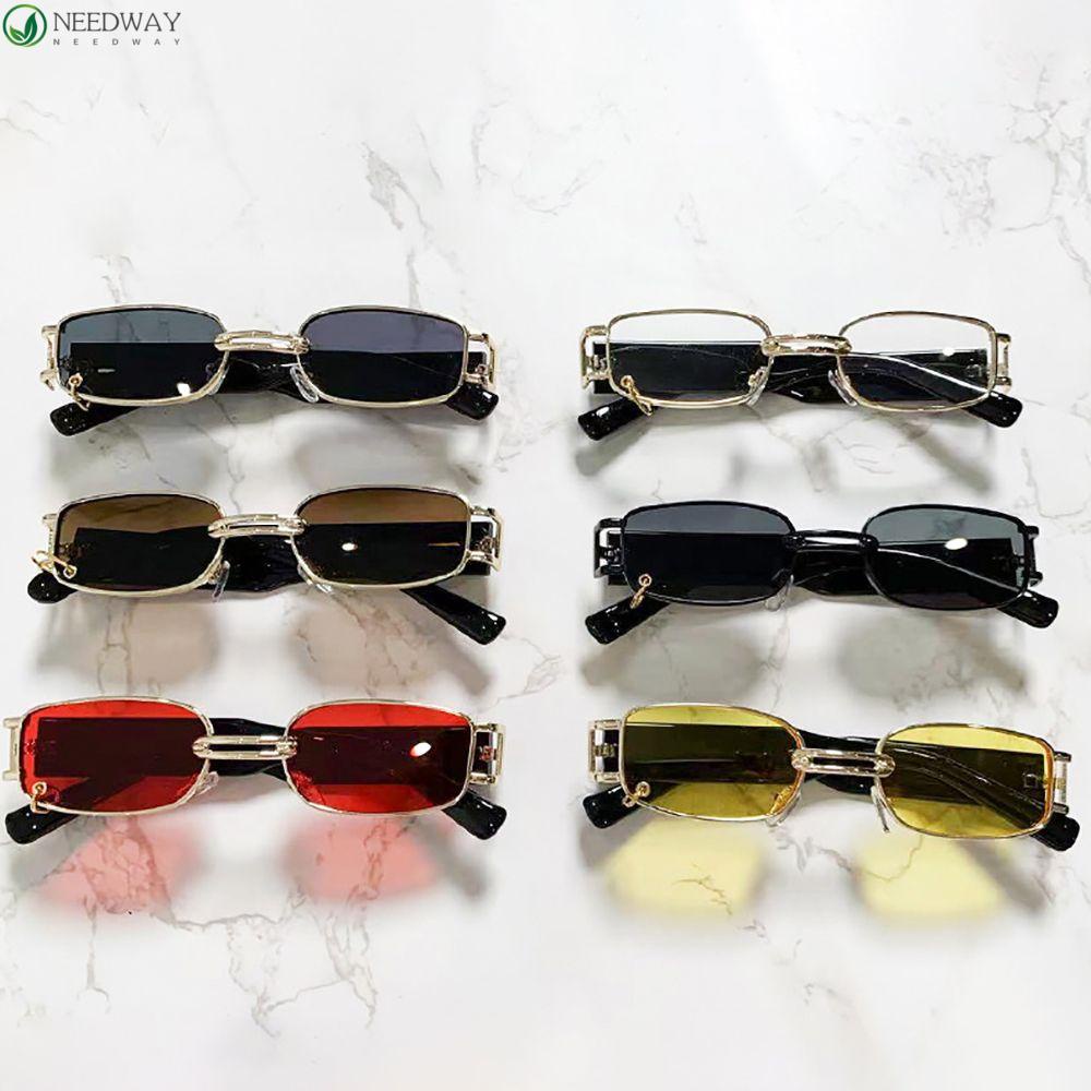 NEEDWAY Square Sunglasses Kaca Mata Anti Radiasi Untuk Wanita UV Protection Glasses Metal Ring Buckle Pria Wanita Kacamata Anti Radiasi Untuk Wanita Sale Eyewear Women Glasses