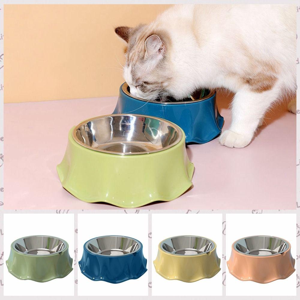 Tidak Karat Non-slip Mangkuk Makanan Kucing, Tidak Licin Anti Karat Mangkuk Makanan Kucing, Piring Minum Hewan Peliharaan Stainless Steel Warna-Warni Melindungi Leher Cervical Puppy Mangkuk Minum Indoor